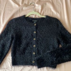Forever 21 black fuzzy cardigan